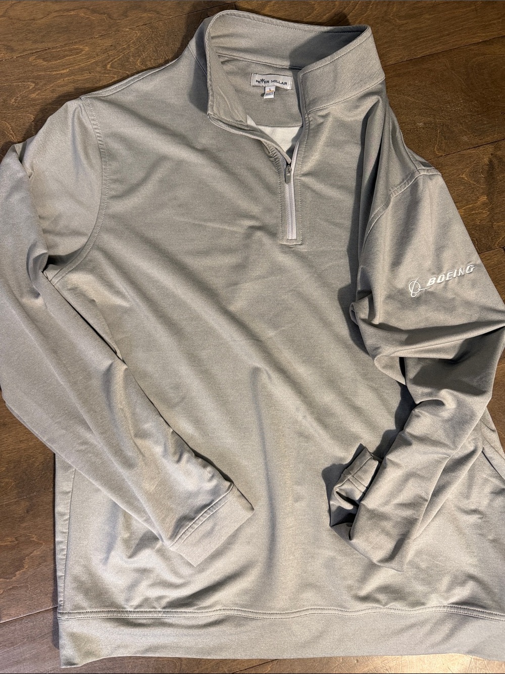 Peter Millar Men's Light Gray Quarter-Zip Performance Pullover